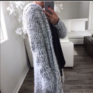 @itselaine fuzzy cardigan